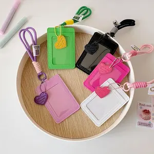 Solid Color ID Card Holder with Lanyard, Removable Cardholder, Card Case, Student Card Holder, Identification Badges & Supplies, Badge Decoration for Women & Girl, Personalized Lanyard