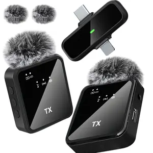 Wireless Lavalier Microphone for iPhone iPad Type-C, Usb Rechargeable Mic, Plug-Play 2.4g, Ultra-Low Delay, Noise Reduction, Video Recording, Interview, Podcast, Vlog