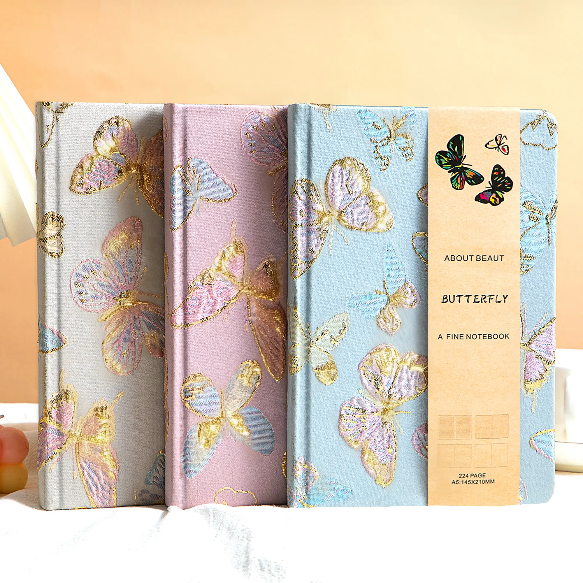 BRAVE ELK 2026 A6 Budget Binder - 6-Ring, Soft Fabric Cover, Yellow Golden Bell & Luxurious Flower Embroidery, 114-Page Retro Refillable Art Sketchbook, Creative Office Notepad, Women's Gift Set