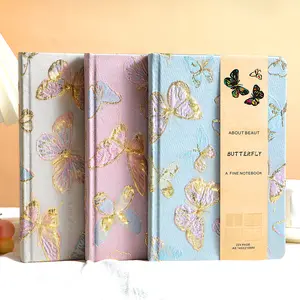 2026 Butterfly Embroidered Cover Notebook, Retro 114 Planner,Flower Embroidery Refillable Journal, A6 Binder 6 Ring, Small Refillable Notebook, Sketchbook, Travel Diary for Women, Teen Girl Gifts, Yellow Golden Bell, Budget Binder, Planner Binder