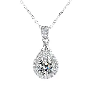 【238】1 Carat Synthetic Moissanite Teardrop Necklace