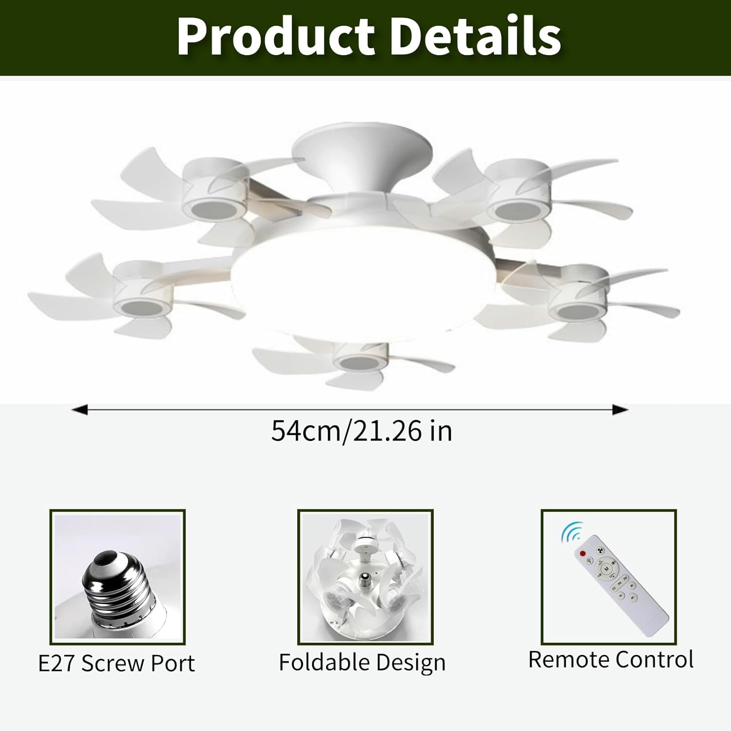 80W  Socket Fan Light Foldable LED Ceiling Fan Lamp with Remote Control 3‑Speed Wind No‑Strobe Eye‑Protective Light for Bedroom Living Room Home Decoration #ceilingfan #homedecor
