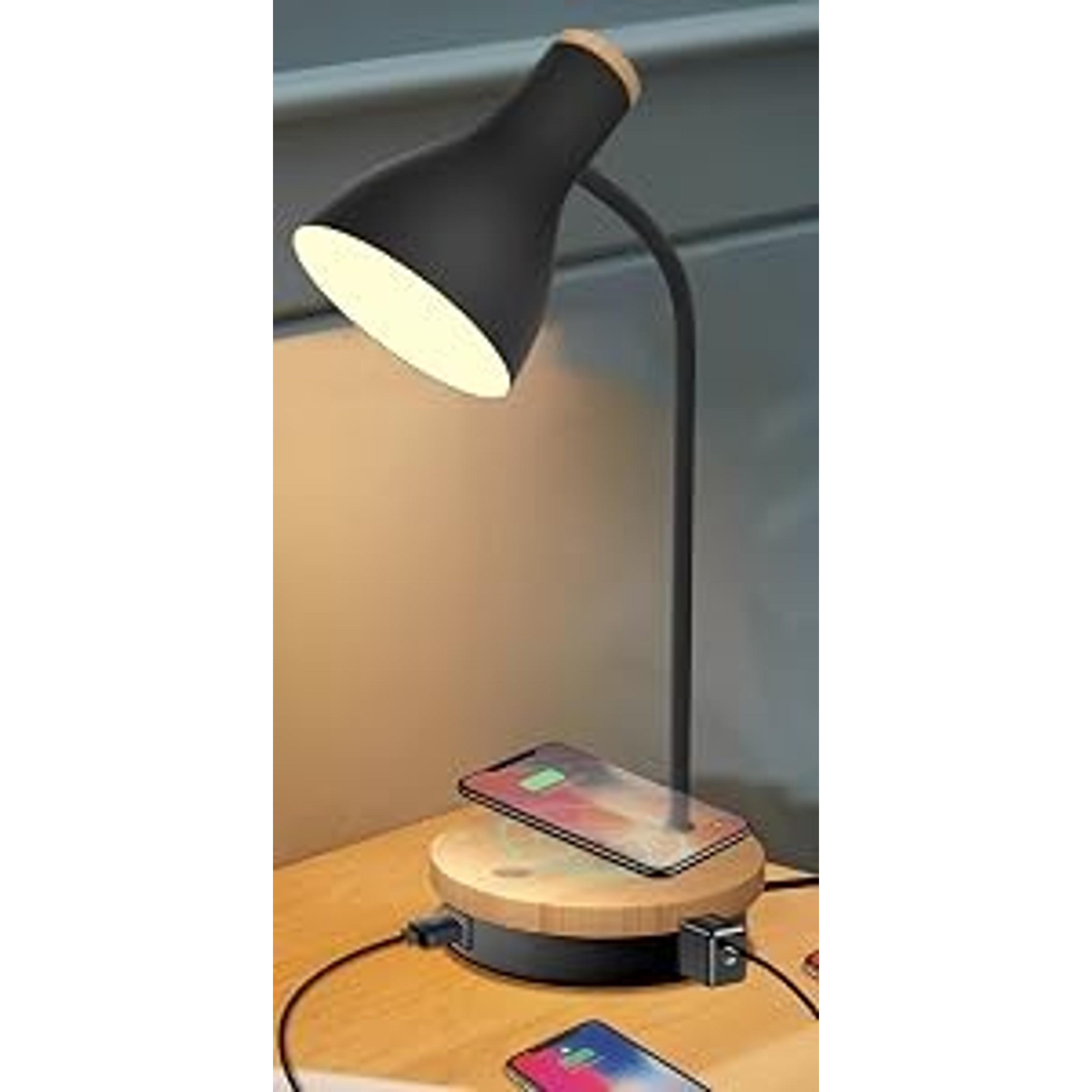 Desk lamp Eye-Caring Table Lamps, 360°Rotation Gooseneck Clip on Lamp Reading Light Portable Reading Book Light Clamp Study Desk Lamps for Bedroom and Office Home Lighting (White)