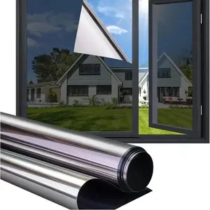 A one-way mirror window film for privacy and sunshade-thermal insulation adhesive film, PVC material, shading and thermal control adhesive film, energy saving and light reduction reflective coating, non-adhesive adhesion easy to install home office.
