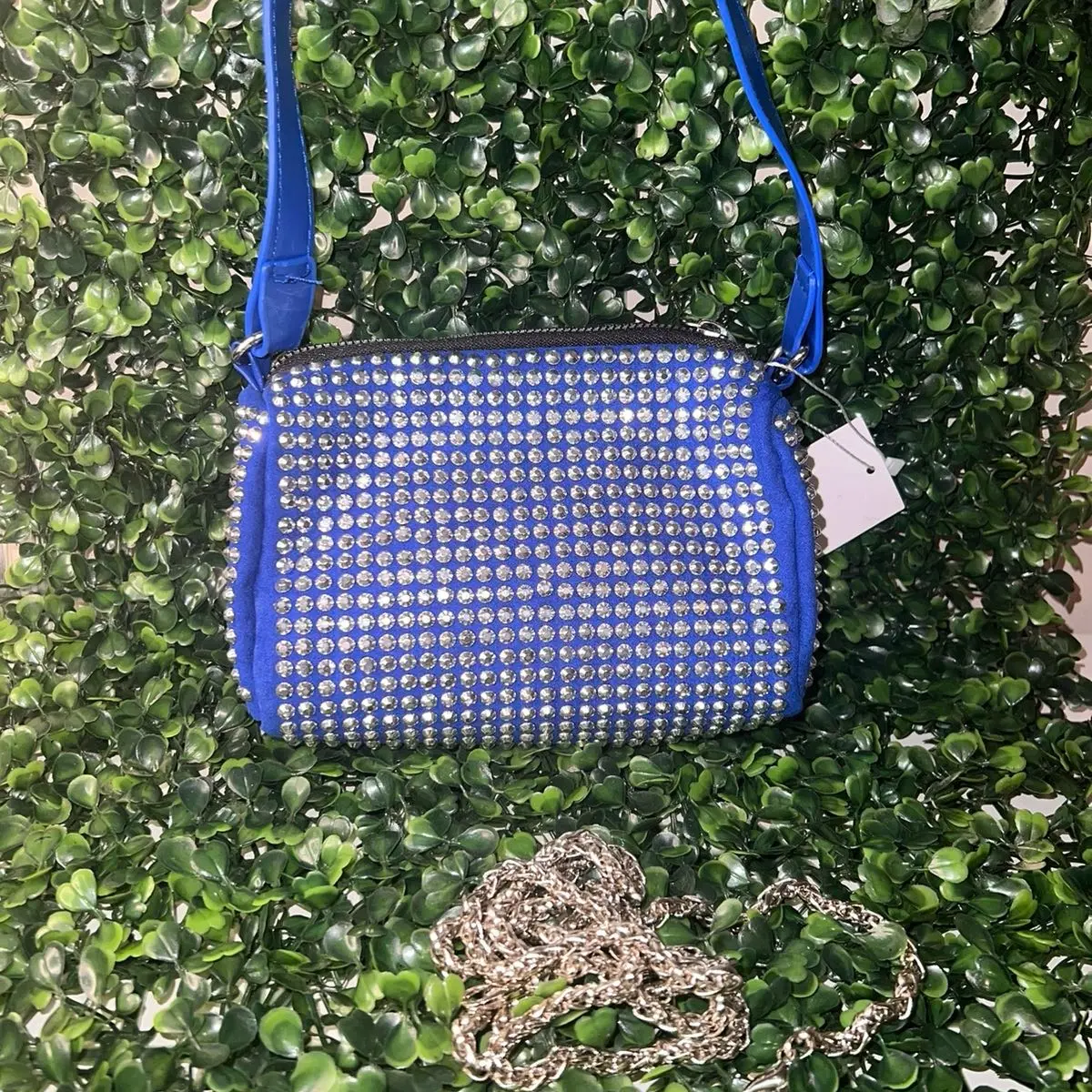 Royal blue rhinestone handbag