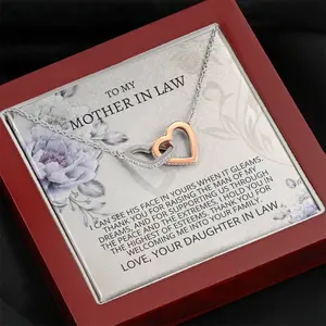 Man of My Dreams Interlocking Hearts Necklace - Mother In Law Gift, Mothers Day Card, Meaningful Message Card Inside, Mothers Day Gift