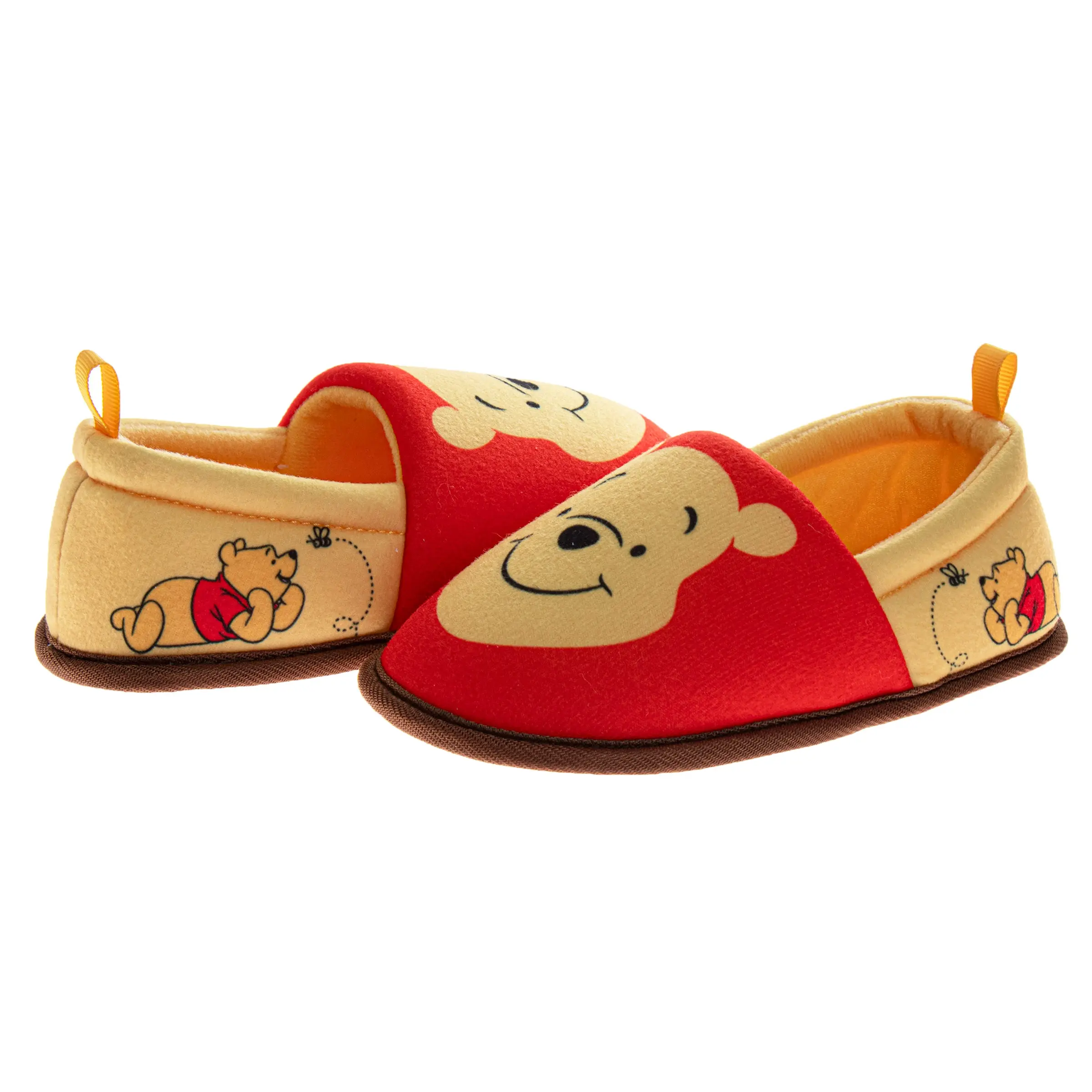 JOSMO KIDS Winnie the Pooh Fuzzy Plush Slippers, Warm A-Line Slip-On House Shoes for Toddlers with Soft Round Toe, Soft Toe Slipper