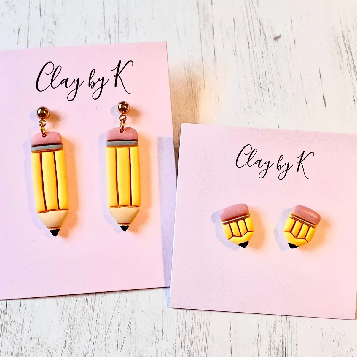 Teacher Pencil Clay Earring Studs or Dangles