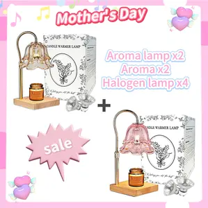 Mother's Day gift Gold Floral Candle Warmer Lamp with Timer & Height Adjustable Base, Flameless Fragrance Lamp for Bedroom & Home Decor