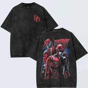 Daredevil: Born Again 2 Side T-Shirt 90's Style, Comic MCU T-Shirt, Unisex, Vintage T-Shirt Top Fitted Fabric Collar Cotton Menswear Streetwear Tshirt comic merch fan, outfits men comic Inspired graphic tees men gifts comic anime tshirt dailywear Menswear