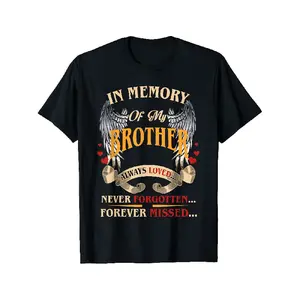 t shirt meme Men'S Memorial T-Shirt - In Loving Memory Of My Brother with Winged Heart & Angel Wings Design, Soft Breathable Crew Neck Short Sleeve Shirt, Comfortable Casual Wear & Brother Loss Sympathy Gift, Machine Washable All-Season Comfort Fit for Me