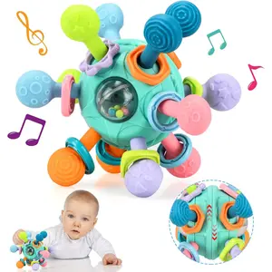 Baby Sensory Fidget Toy, Colorful Teething and Early Education Sensory Teether, Fun Press-and-Pull Interactive Toy for Infants and Newborns