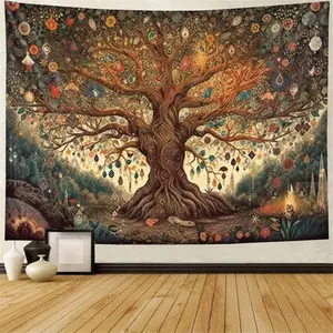 Tree of Life Wall Hanging Tapestry Decor Large Tapestrys Mural Aesthetic Sun and Moon Backdrop Blanket Colorful Tree Spiritual Wall Decor Ceiling Living Room Dorm Party