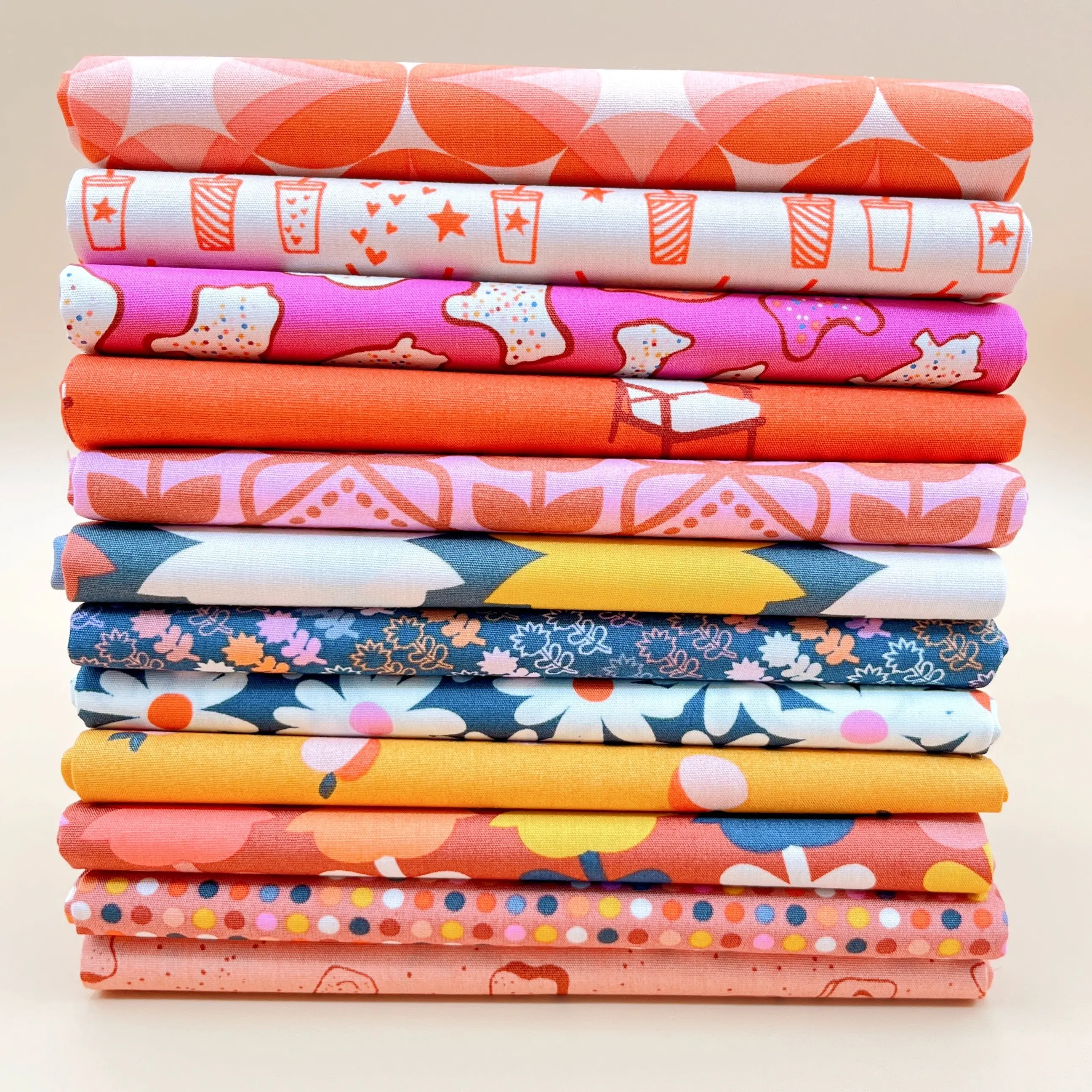 Cinnamon Toast Fat Quarter Fabric Bundle Pack, Whimsical Home Decor Fabric for Home Sewing & Textile Projects, Room Decor