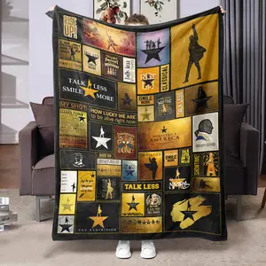 Hamilton Musical Theme Flannel Throw Blanket, Soft Skin-Friendly, Warm, Retro Modern Style, Perfect for Daily Use, Art Lover Gift