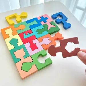 Hatwoo Color Shape Matching Wooden Puzzles, Assembling Building Blocks Children's Toys Logical Thinking Space Imagination Concentration Training, Educational Puzzle, Brain Development, Fun Learning, Interactive Play, Shape Matching Game