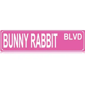 Bunny Rabbit BLVD Metal Tin Sign Funny Slim Street Tin Signs 16 x 4 Inch Wall Art Decor Iron tin plate for Home house Bar Cafe Indoor Outdoor Gifts Decoration Signage