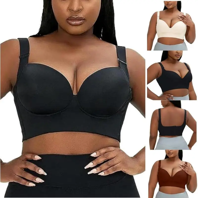 NewShapedly Bra, Shapedly Back Smoothing Push-Up Bra,Sexy Plus Size Fashion Deep Cup Bra, No Wire Push Up Bra Can be used with raincoat