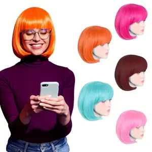 Vibrant Wigs, Short Bob Hairstyles in Neon Shades, Perfect for Women'S Parties, Cosplay Events, Holiday Celebrations, Bachelorette Parties, And Nightclubs