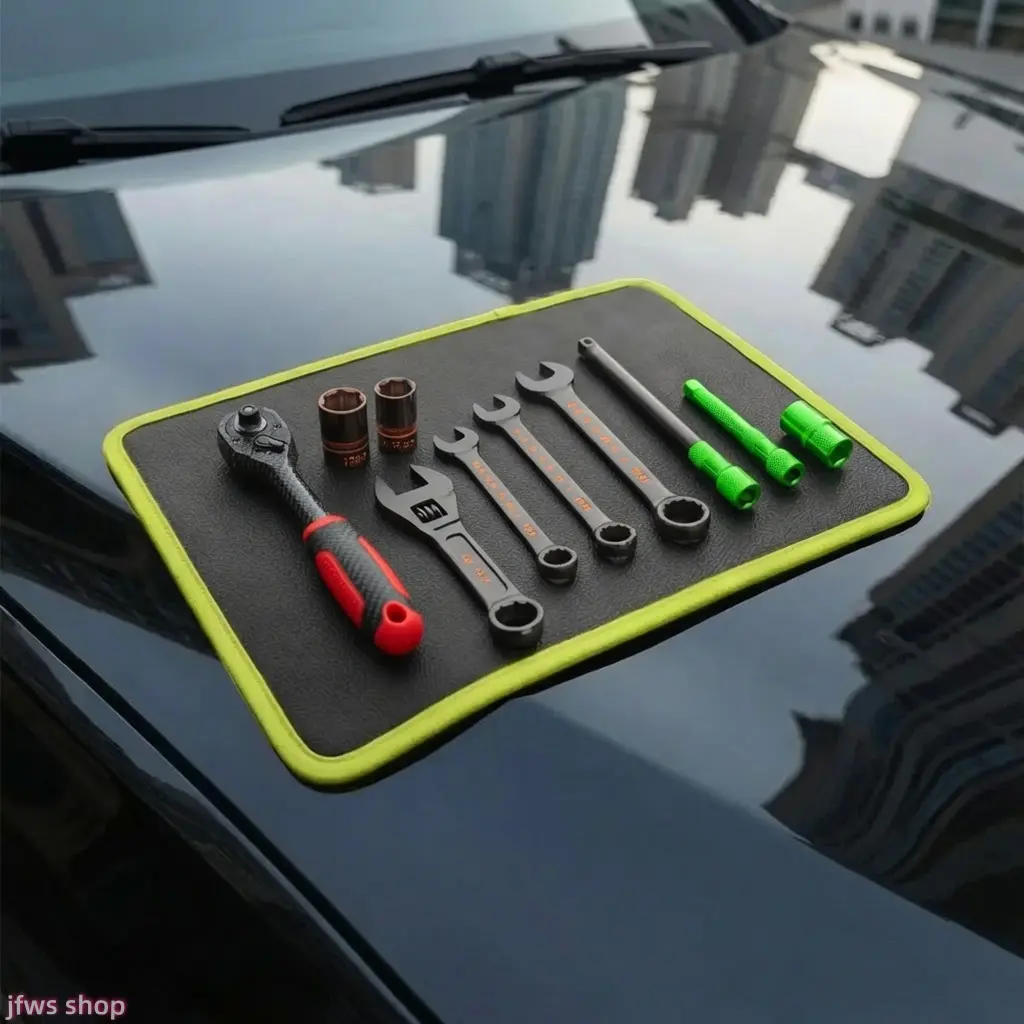 2026 New Magnetic Tool Mat - Black & Green Leather Surface, Strong Magnet, Durable & Portable US Design DIY Bag Accessory for Garage Efficient Organization, Workspace Tidiness, Clutter Reduction, Efficient Tool Organization, Workshop Tools