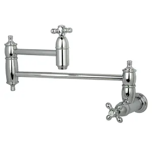 Kingston Brass  Restoration Wall Mount Pot Filler, Chrome, Faucet, Modern, Polished Chrome