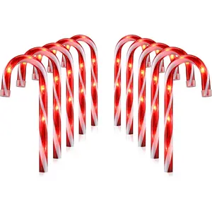 Christmas Candy Cane Lights, Candy Cane Lights Christmas Decorations Outdoor for Yard,Garden(10Inch), 10Pack