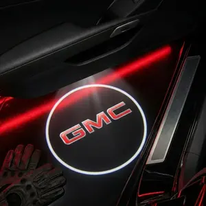 2 Pcs Gmc Carbon Fiber Welcome Lights, Car Door Projection Lamp, Laser Light, Custom Decorative Floor Lamp (batteries Not Included)