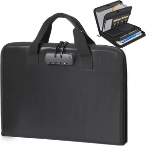 Fireproof Expanding File Organizer with Combination Lock, 13 Pockets Document Folder with Handle & Labels, Portable for Home Travel Safe Storage of Letter A4 Files