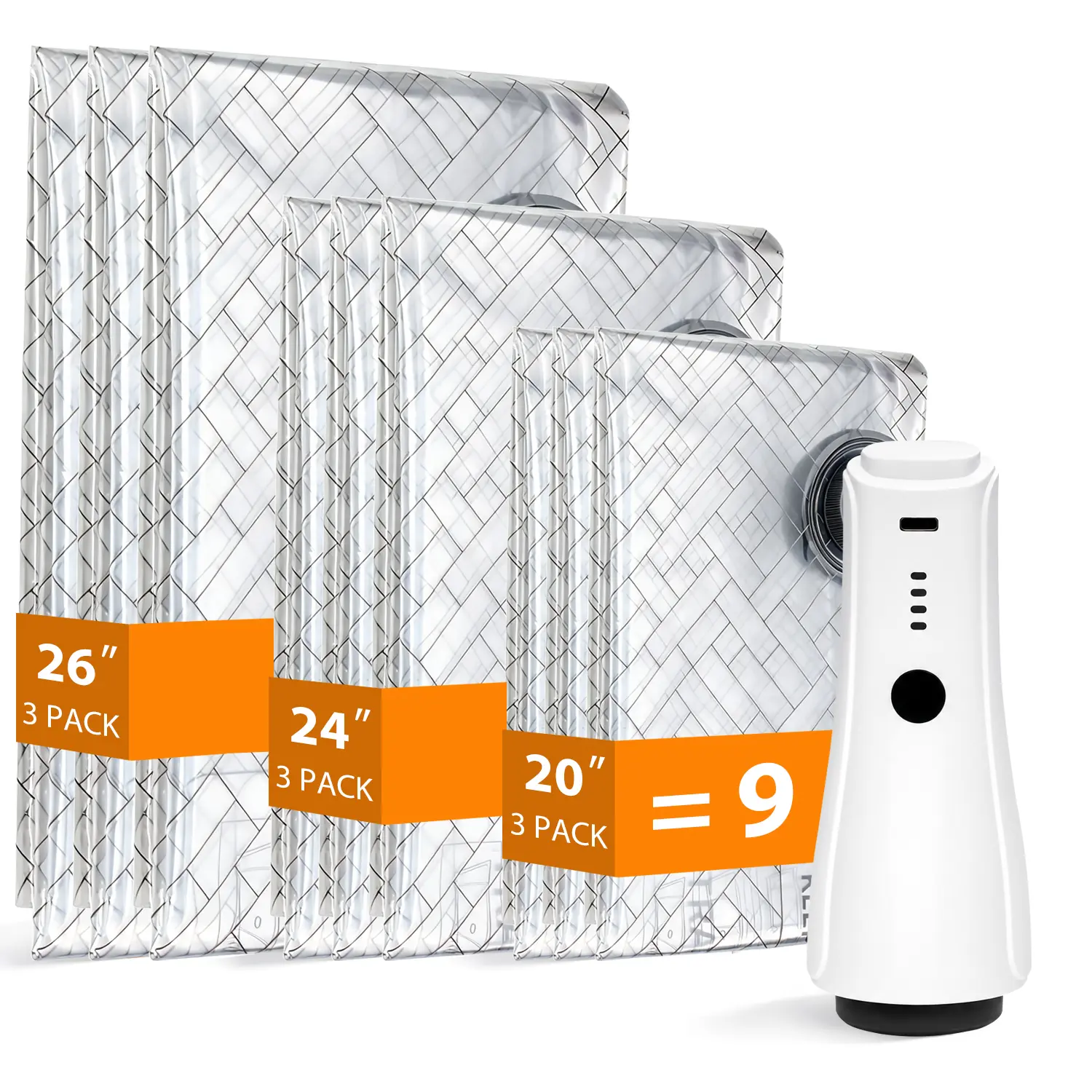 Vacuum Bags for Travel with Rechargeable air Pump, Carry-on Size Compression Packing Bags for Luggage and Suitcase, Space Saver for Clothes and Clothing 9 Combo Travel Size
