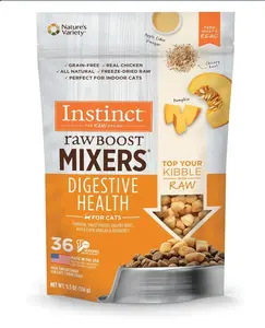 Instinct Raw Boost Mixers Freeze Dried Cat Food Toppers with Functional Ingredients Grain Free Real Chicken Digestive Health 5.5 oz Bag