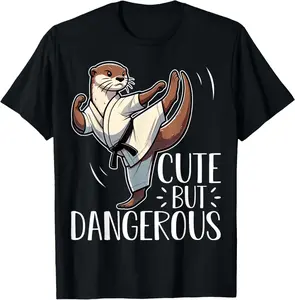 100% Cotton Cute but Dangerous Karate Taekwondo Otter Karate T-Shirt