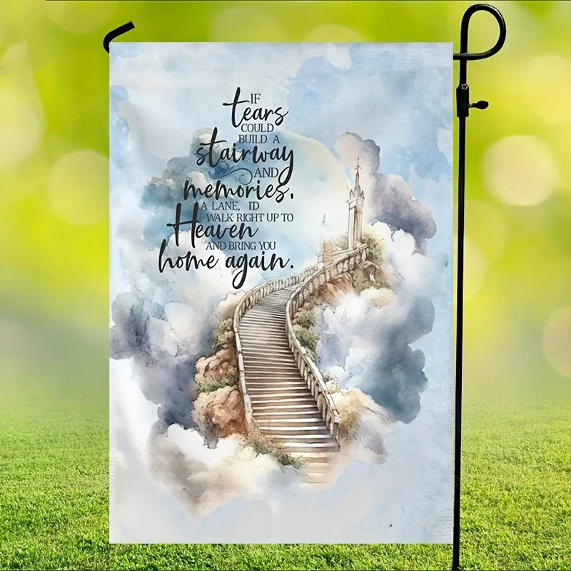 Waterproof Memorial Garden Flag " Double Sided Welcome House Flag Banners for Patio Lawn Outdoor Home Decor Memorial Commemorate Cemetery Grave Yard Outdoor Decoration Cloud