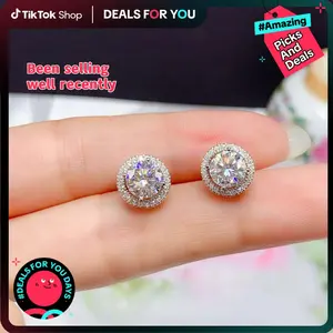 【Hot Selling】Giant Sparkling Moissanite Pave Dangling Stud Earrings – 14K Gold Plated Hypoallergenic Lightweight Accessory with Massive Shiny Stones for Women & Men, Dainty yet Eye-Catching Party Daily Jewelry,Mother's Day gift