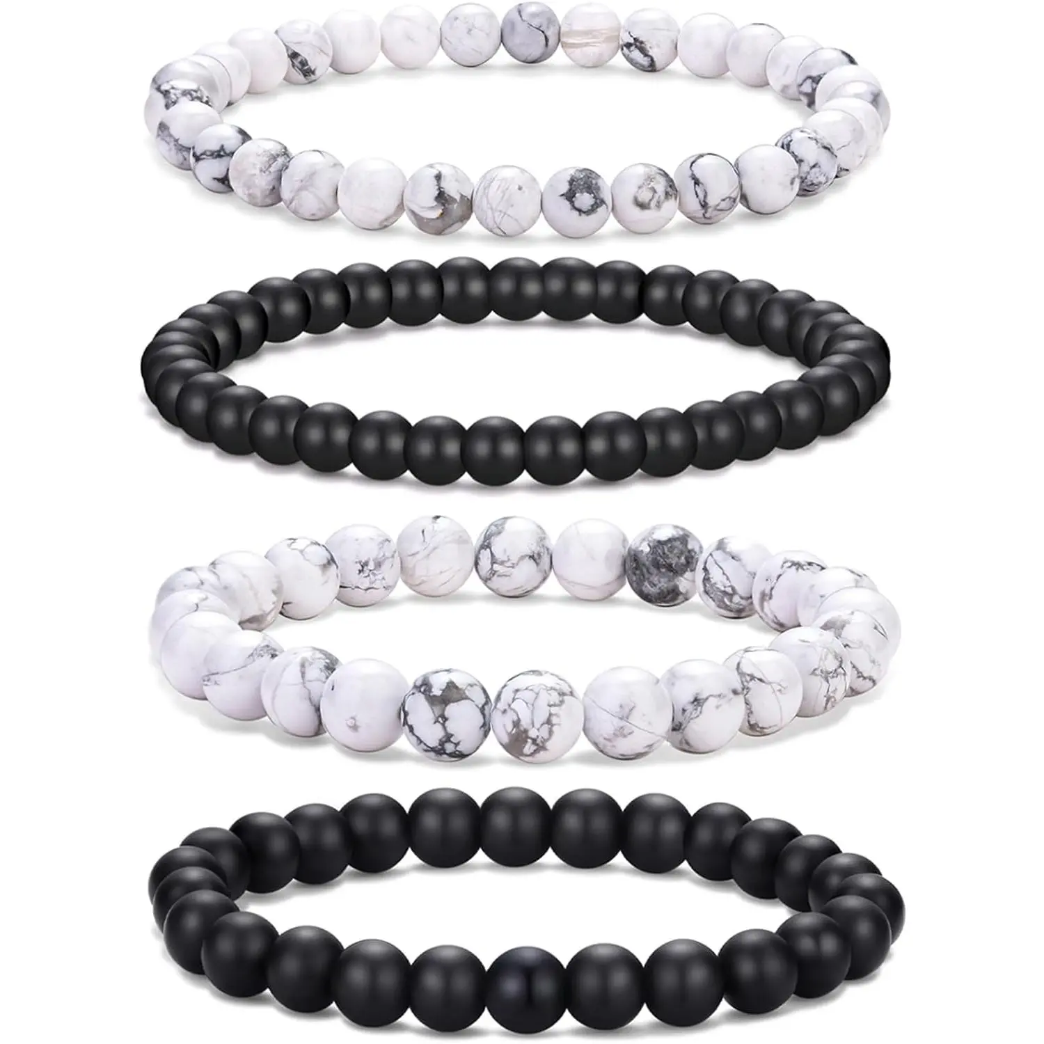 4,white,black bracelet