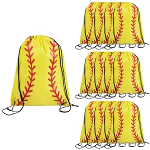 14" x 18" Large Softball Polyester Drawstring Bags - 12 Pc.
