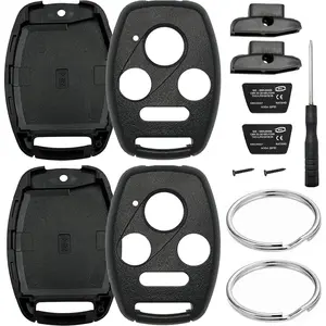 2 Pack Key Fob Shell Replacement for Honda Accord 2003-2012 / Civic EX 2006-2013 / Pilot 2009-2015 / CR-V 2005-2006 4 Button Car Keyless Entry Remote Control Key Fob Case Cover - NO Cutting Require