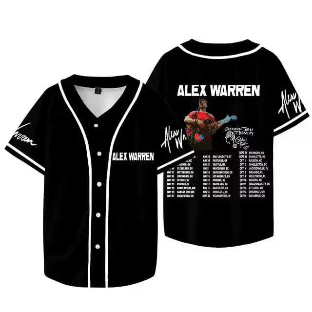 Alex Warren Than Therapy Tour 2025 Baseball Jersey Short Sleeve Unisex Jersey Baseball More Options