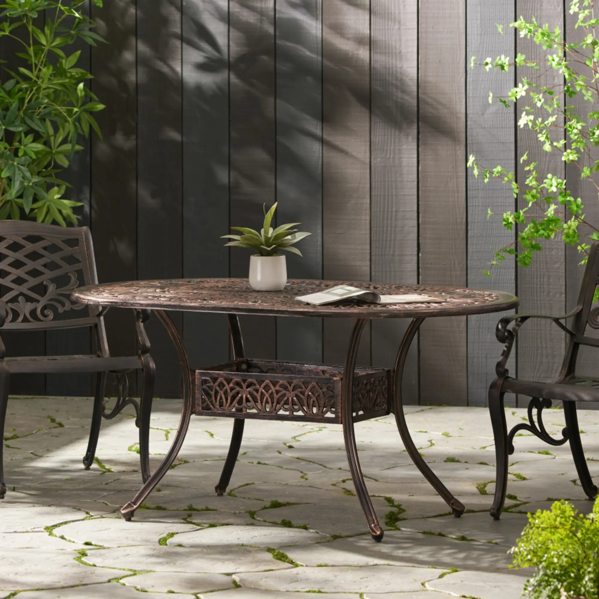 diningtable Tucson Cast Aluminum Dining Table, Shiny Copper
