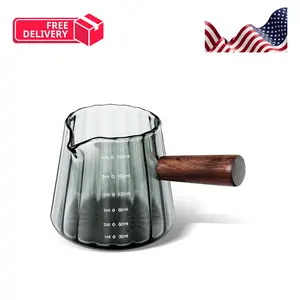 6 oz Grey Glass Measuring Cups with Spout,Borosilicate Glass Triple Pitcher