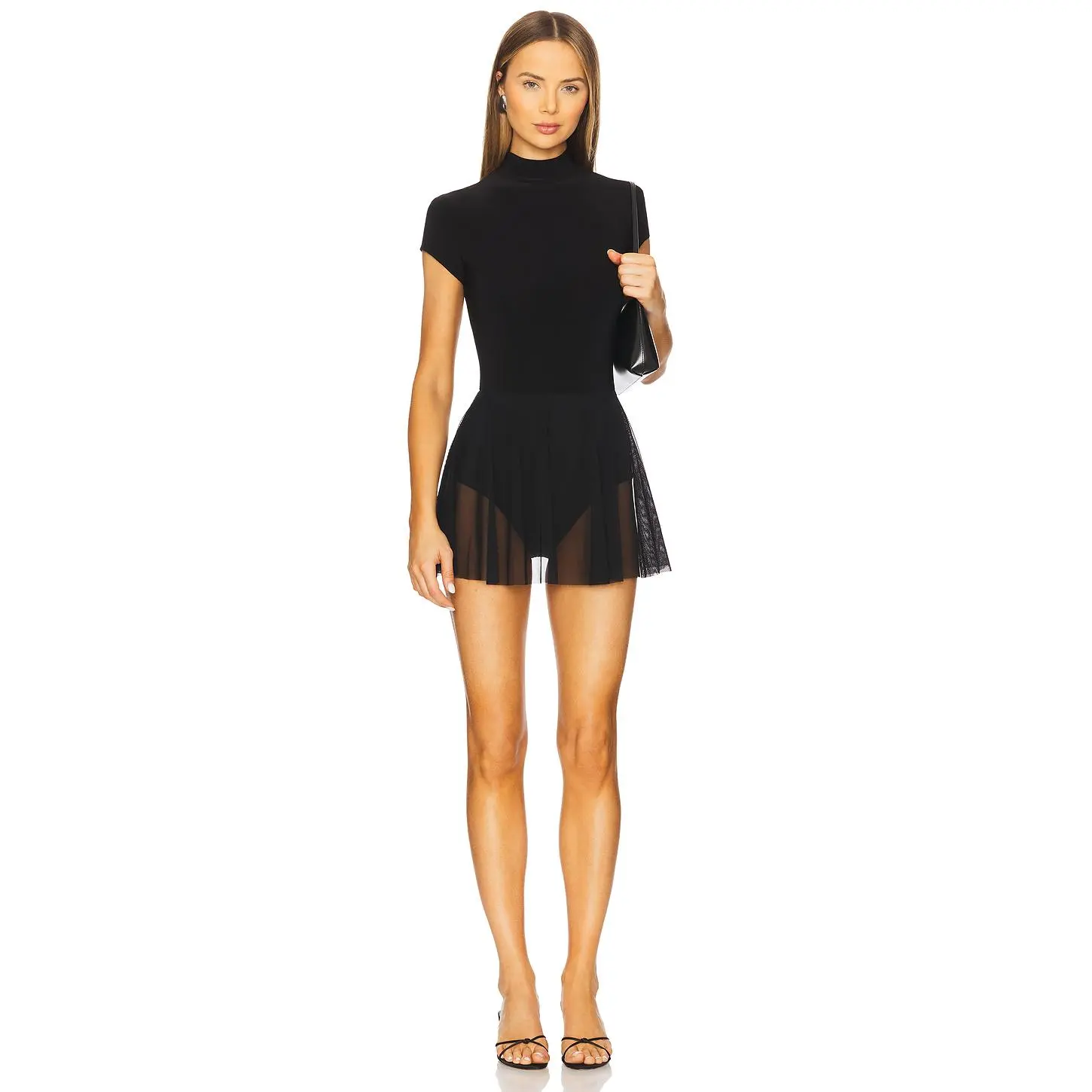 Norma Kamali Mock Neck Cap Sleeve Flared Pickleball Dress in Black - TikTok  Shop
