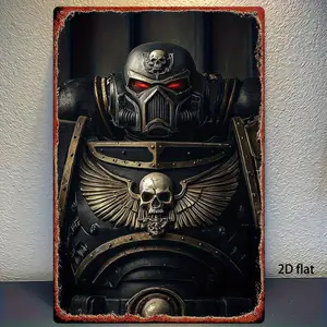 1pc 2D Flat Metal Sign, Decorative Plaque, Wall Metal Plaque, Warhammer 40K: Space Marines Tinplate Painting, for Bathroom, Men's Room, Bedroom, Garden, Home Office, Kitchen Decoration, Unique Gift Idea, Bathroom Decorations - 8x12inch (20x 30cm )