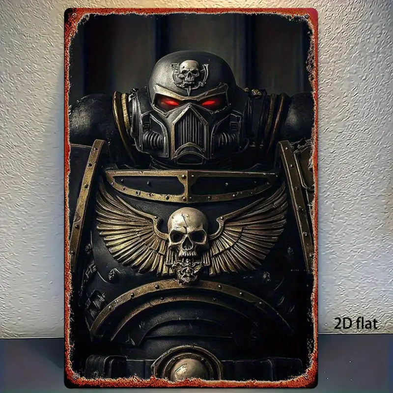 1pc 2D Flat Metal Sign, Decorative Plaque, Wall Metal Plaque, Warhammer 40K: Space Marines Tinplate Painting, Bathroom Signs Decor, for Bathroom, Bedroom, Kitchen Decoration - 8x12inch (20x30cm )