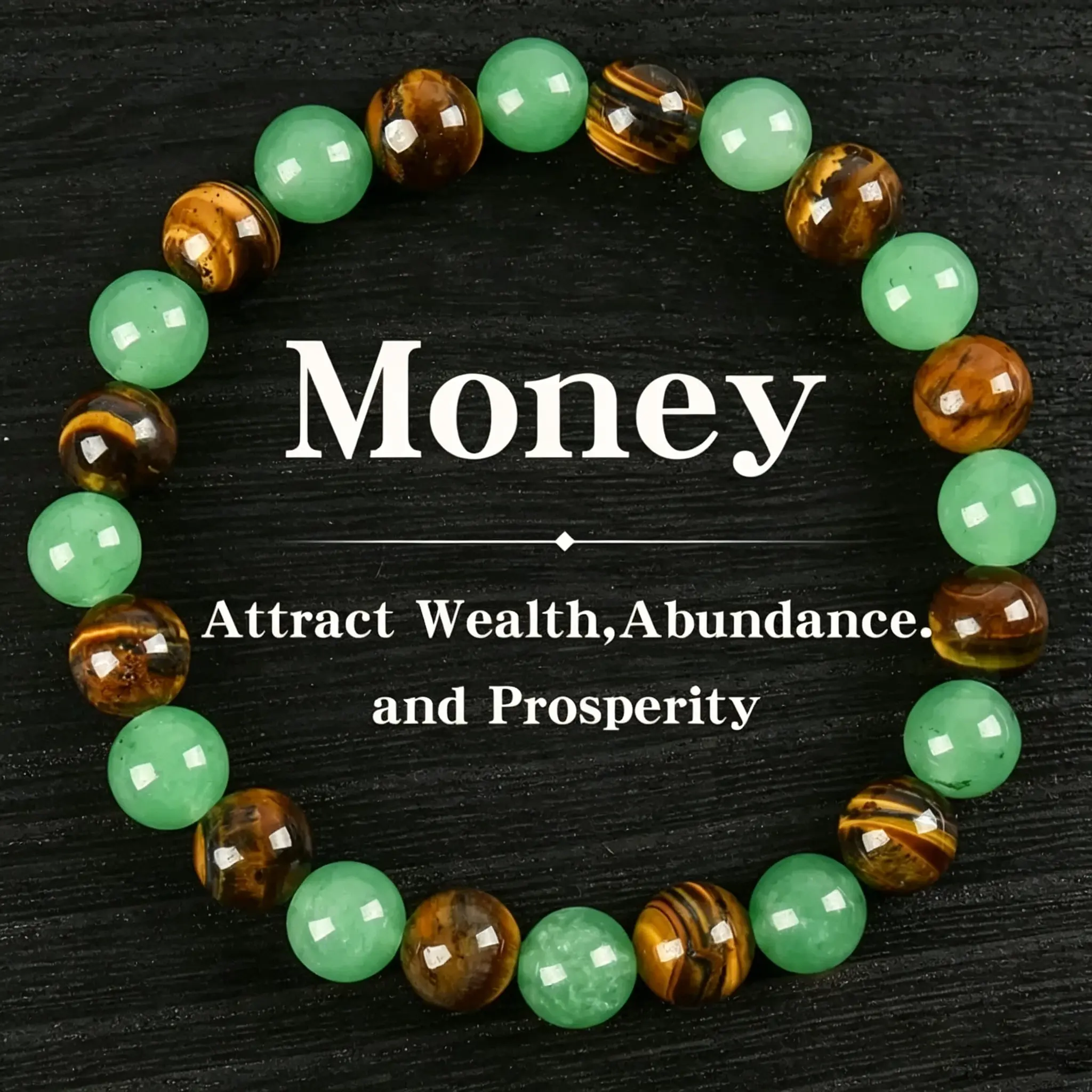 Money Attraction Bracelet  Artificial Colorblock Crystal Beaded Bracelet - Green Aventurine, Blue Tiger Eye Jewelry, Friendship & Protection Gift