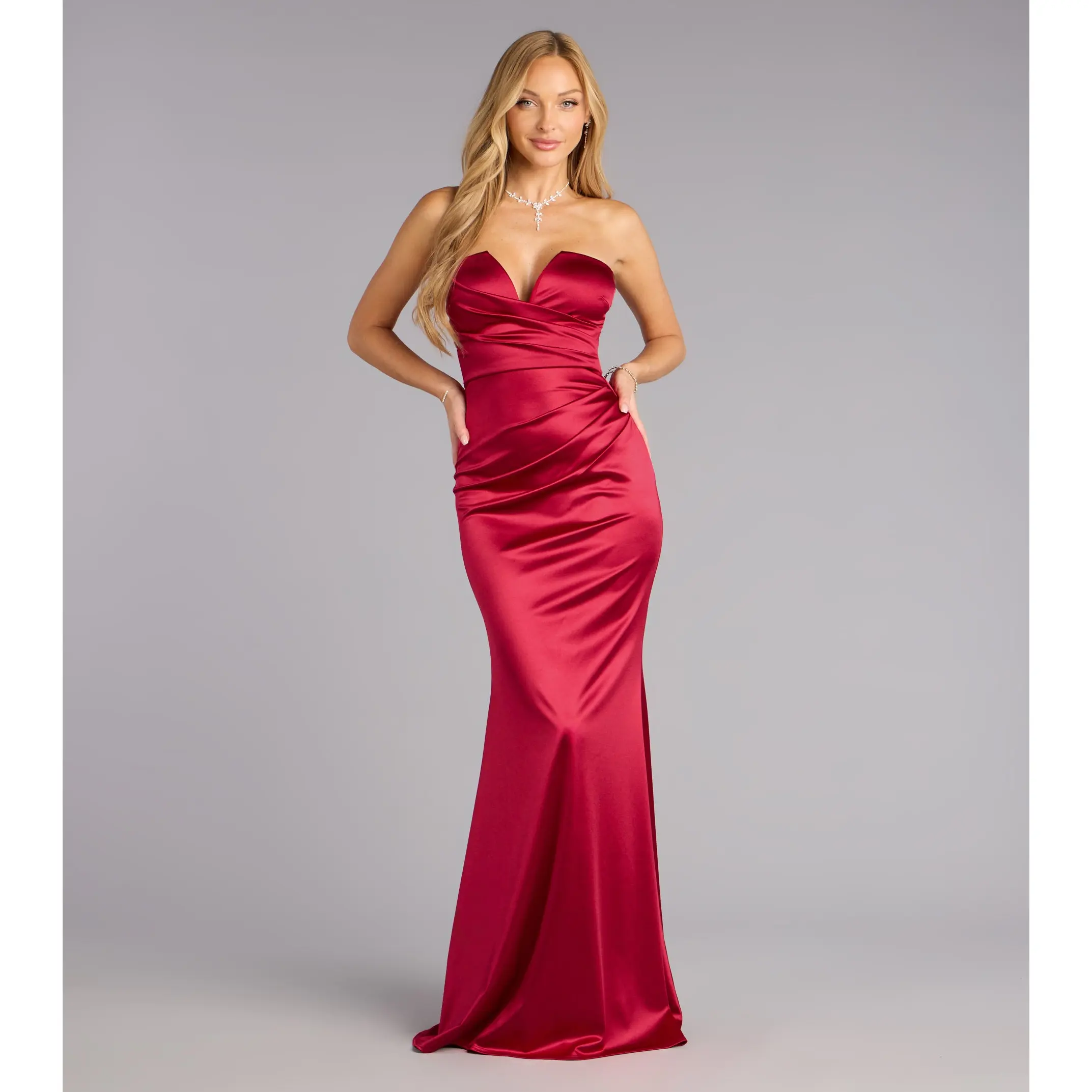 sculpting satin sweetheart mermaid dress - TikTok Shop
