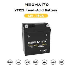 HEOMAITO AGM YTX7L-BS 12V 7Ah 160 CCA High Performance Motorcycle Battery, Maintenance-Free, Ready to Use, 4-Way Terminals, for Motorcycles 110-250cc, ATVs, UTV, Scooter, Snowmobile, Lawn Mower and More