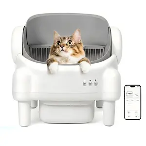 TAYACICY Self Cleaning Litter Box,Open Top Automatic Litter Box with App Control for Multiple Cats, Safety Sensors Protection, Odor Control Includes 2 roll Liners,Large Waste Bin, Cream White(Only supports 2.4G Wifi)mothersdaygift#SummerVibes#petlovers