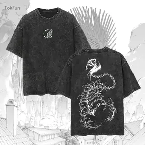 AoT "The Founding Titan" Eren Yeager Heavy Weight Tee Attack on Titan Anime Manga Vintage Oversized Washed Cotton T-shirt, Unisex Menswear Top