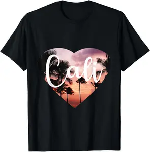 100% Cotton Premium California Cali Heart T-Shirts T-Shirt