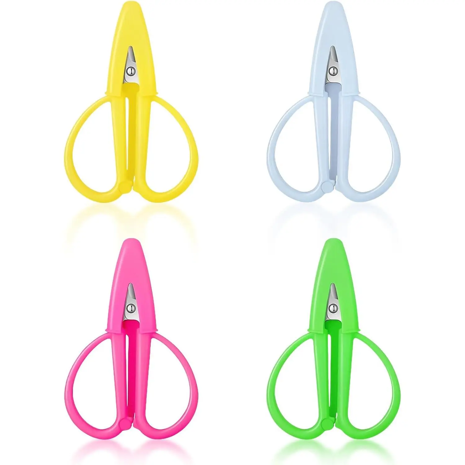 4 Pack Mini  - Small   All Purpose with Cover  Detail Scissor for Travel Crafts Sewing Embroidery DIY (4 Colors)