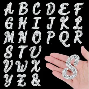 Charming Curios 33Pcs Italic Font Rhinestone Letters, 6.5cm Adhesive A-Z Bling Sticker Letters, Peel & Stick Letter for Clothes, Art Crafts, DIY Decor